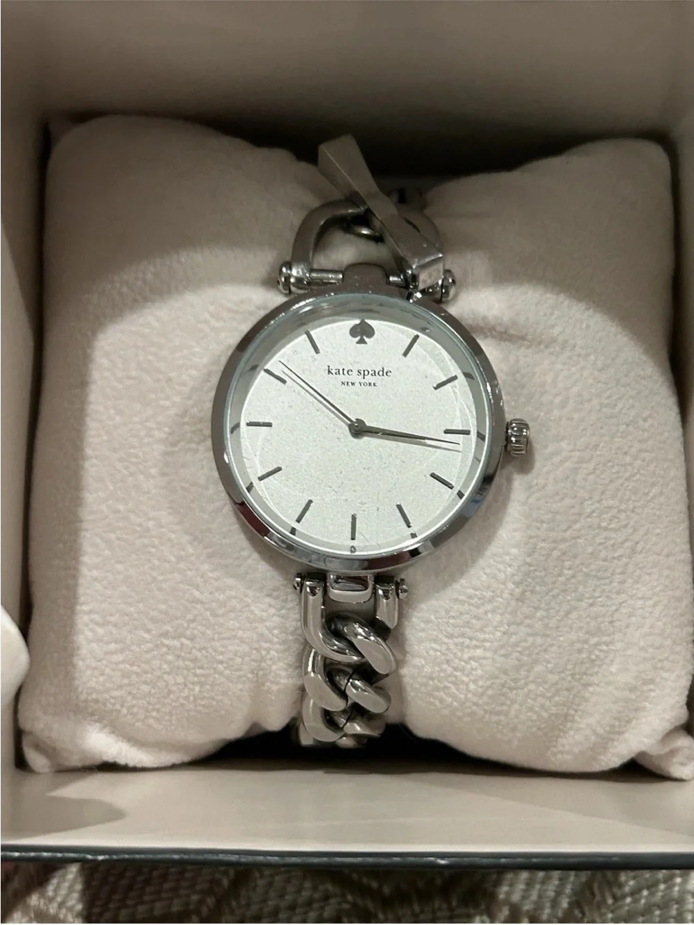 Kate Spade New York Silver Link Bracelet Watch w/ Toggle Closure